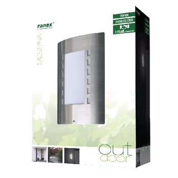 RA-OUTDOOR5 Wandlamp buiten 60 w dag/nacht geborsteld staal Verpakking foto